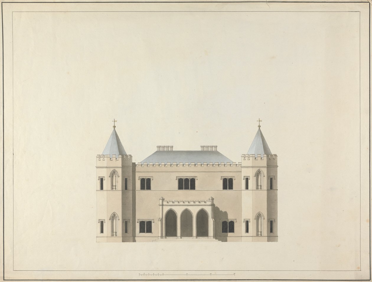 Cinque Progetti per una Casa in Stile Gotico: Elevazione da James Wyatt
