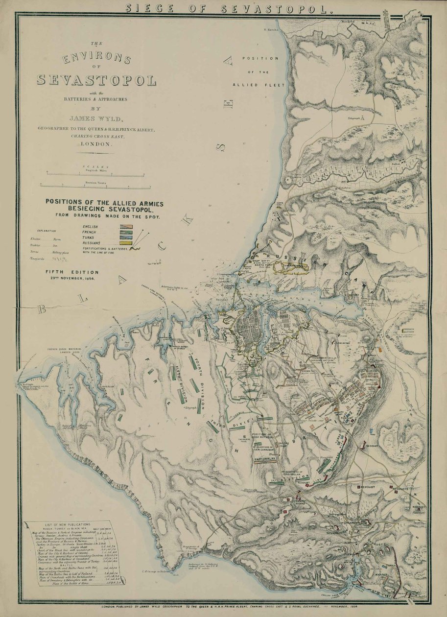 Mappa dei dintorni di Sebastopoli da James Wyld