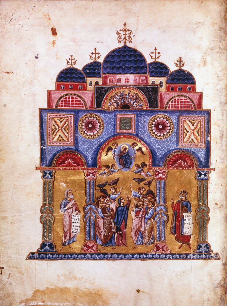 Illustrazione dalle Omelie sulla Vergine, manoscritto bizantino da James of Kokkinobaphos