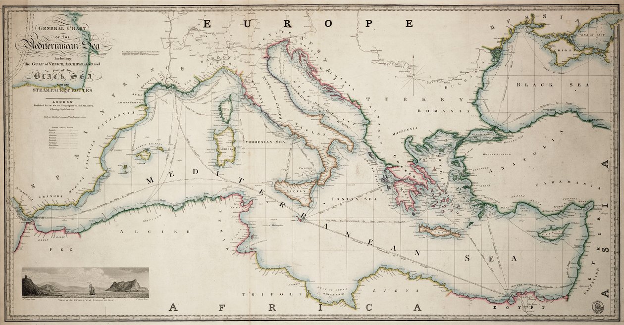 Carta generale del Mar Mediterraneo inclusi il Golfo di Venezia, l
