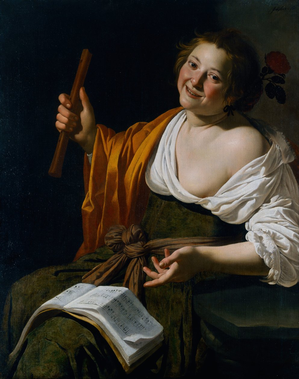Ragazza con un flauto da Jan van Bijlert or Bylert