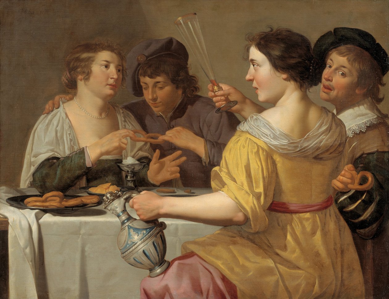 Tirando il pretzel da Jan van Bijlert or Bylert