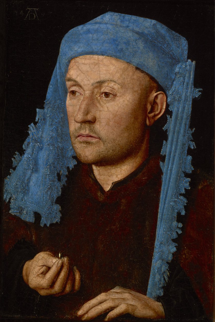 Ritratto di un uomo con un cappuccio blu da Jan van Eyck