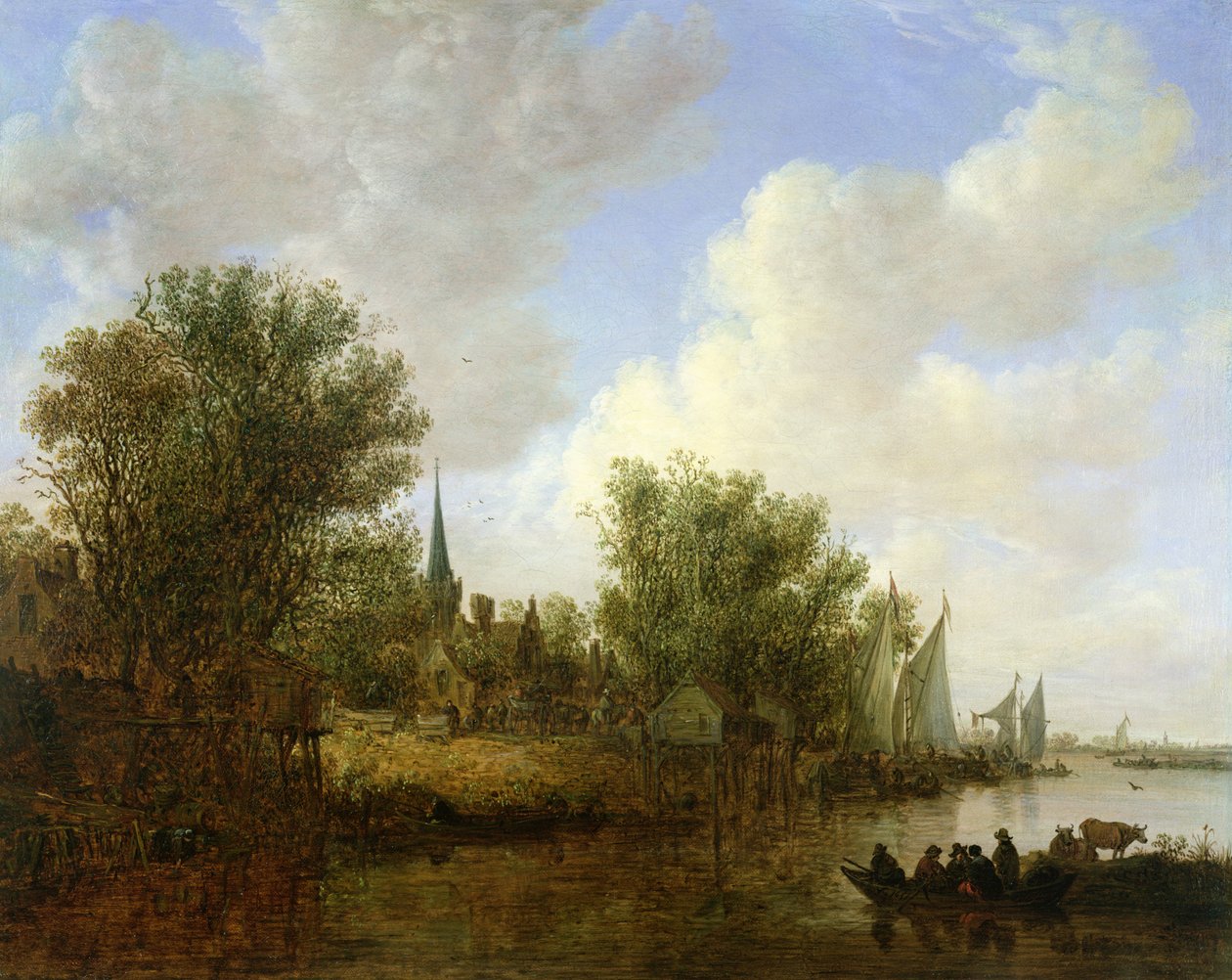 Scena fluviale con vista di Overschie, 1651 da Jan Josephsz van Goyen