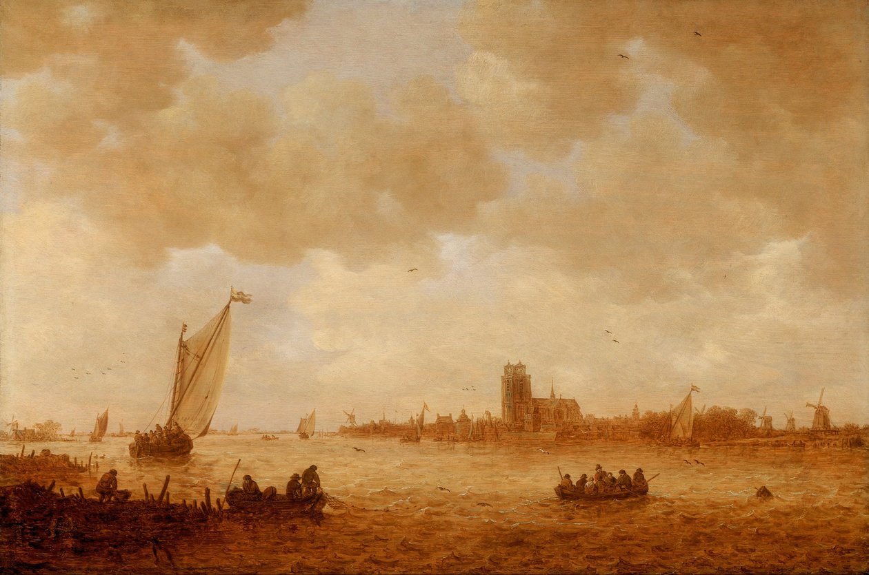 Veduta di Dordrecht con la Grote Kirk attraverso il Maas da Jan Josephsz van Goyen