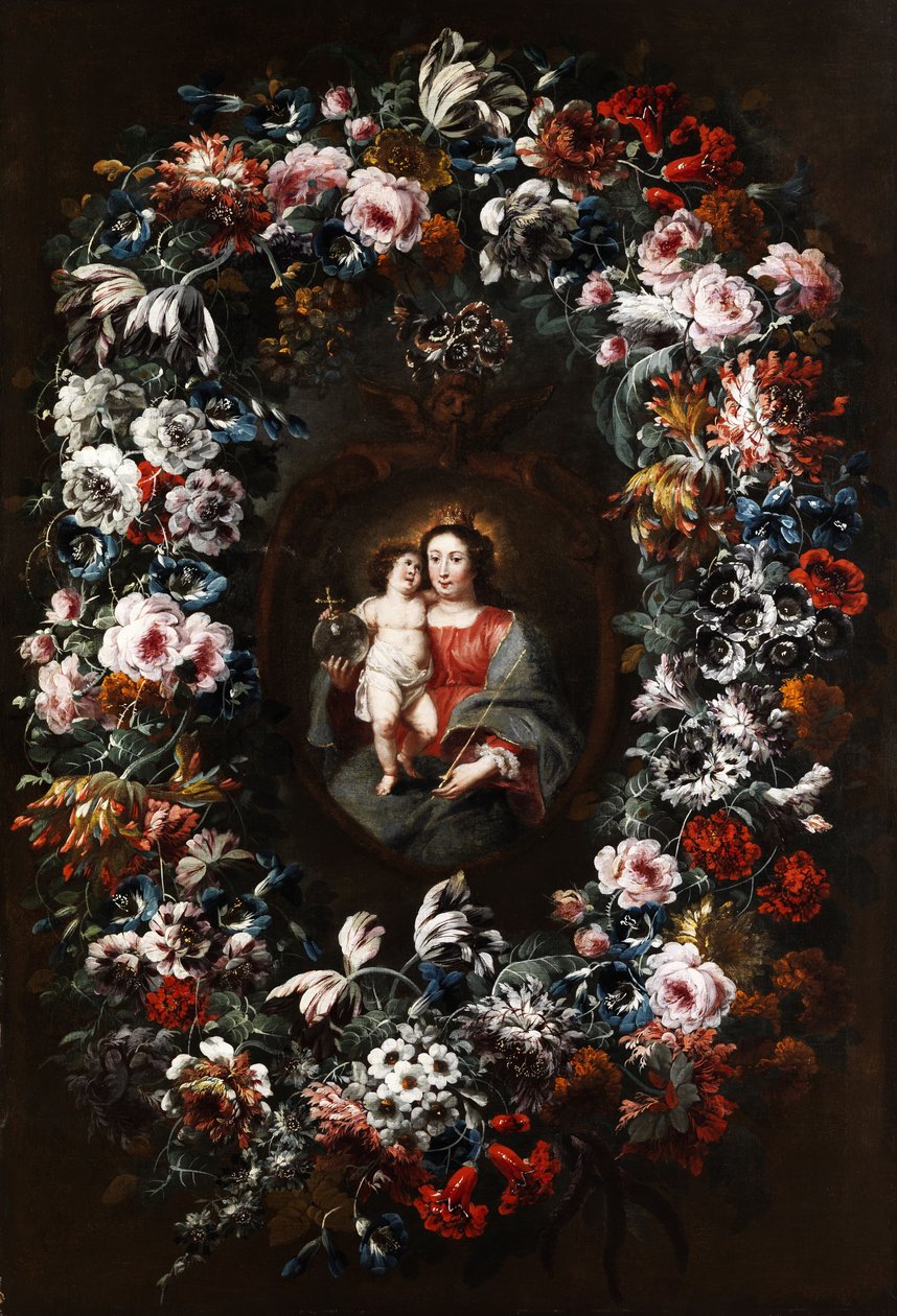Vergine con Bambino in una grande ghirlanda di fiori da Jan Baptist Morel