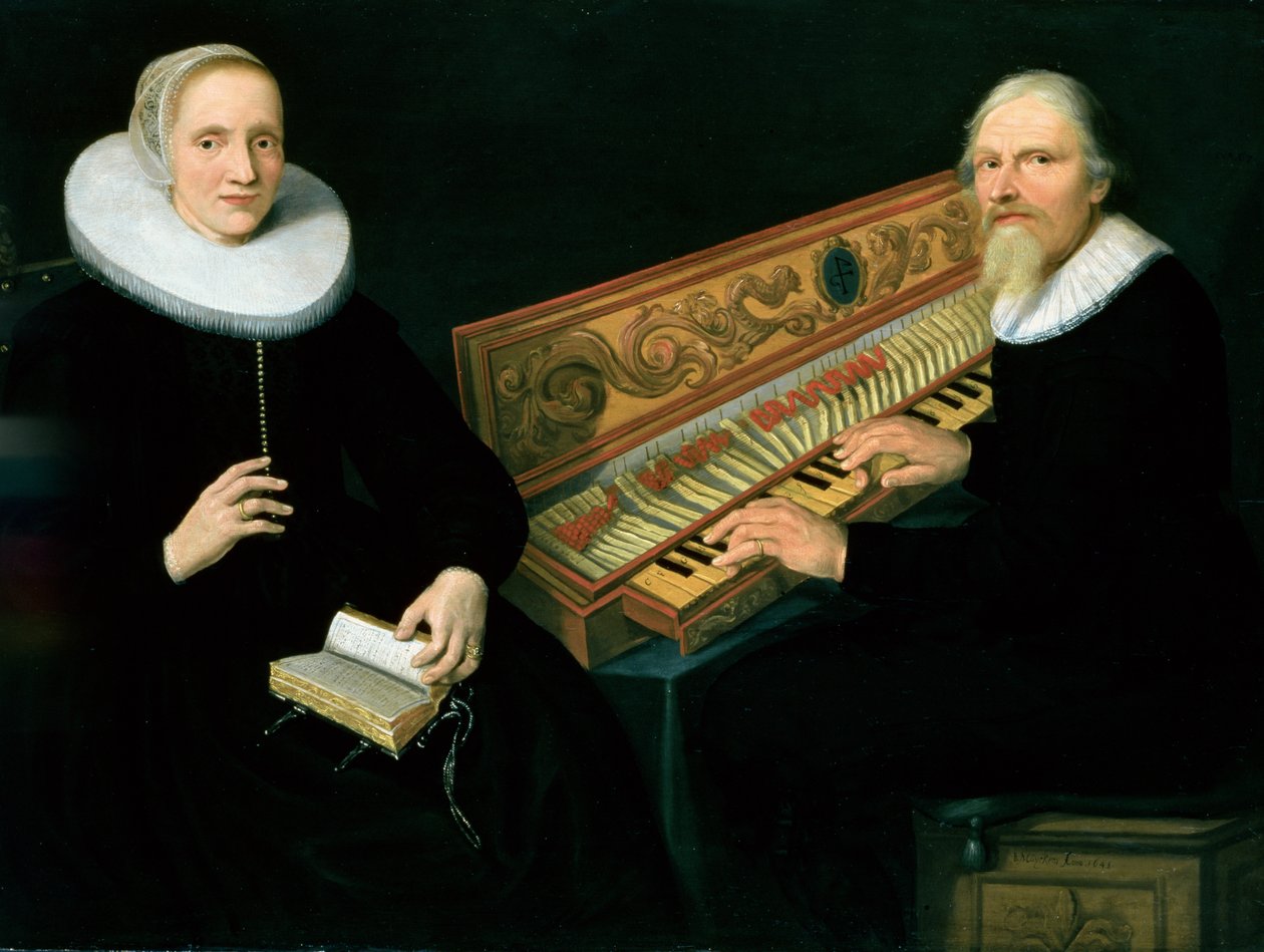Coppia al clavicordo, 1648 da Jan Barendsz. Muyckens