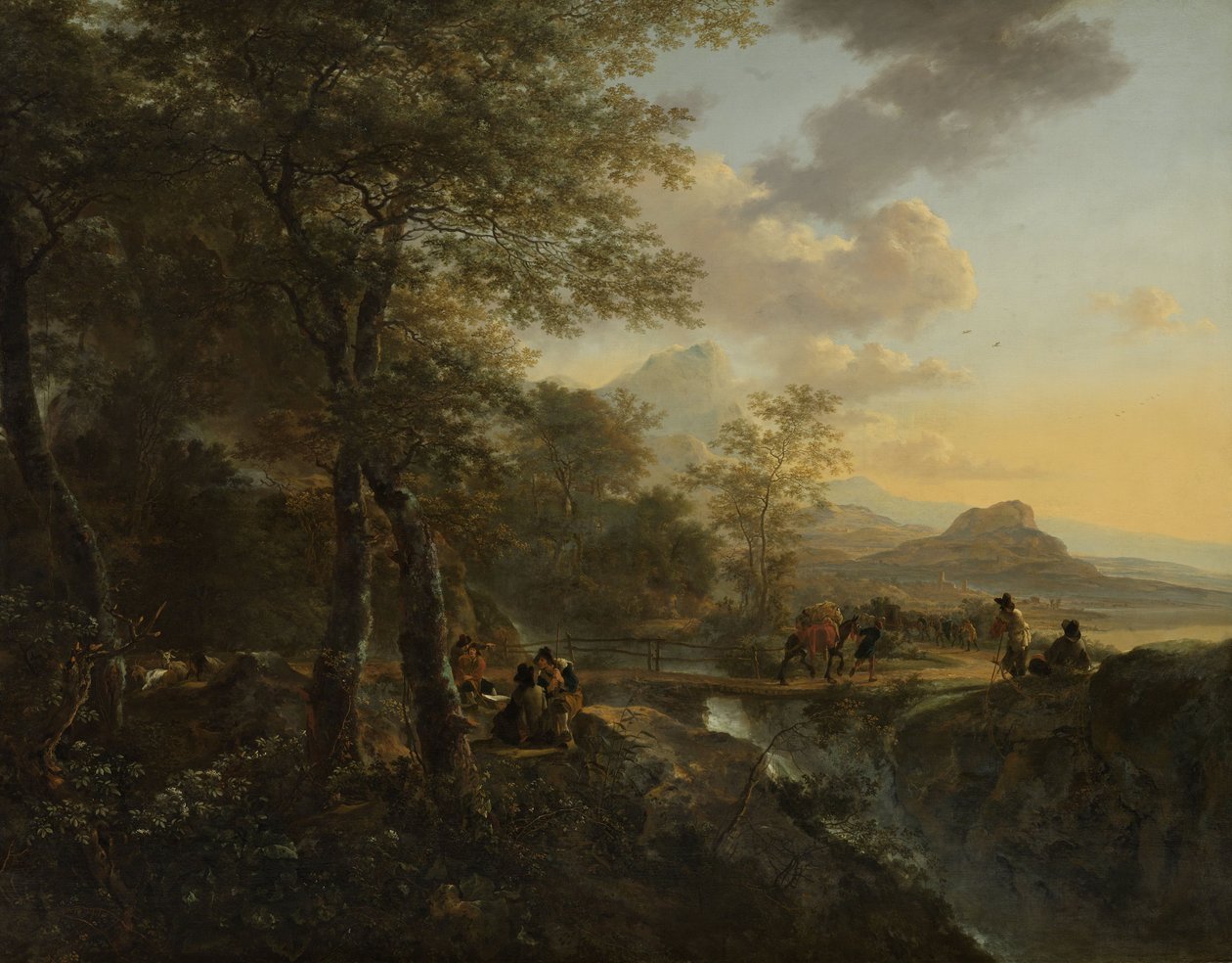 Paesaggio italiano con un disegnatore, c.1650-52 da Jan Dirksz Both