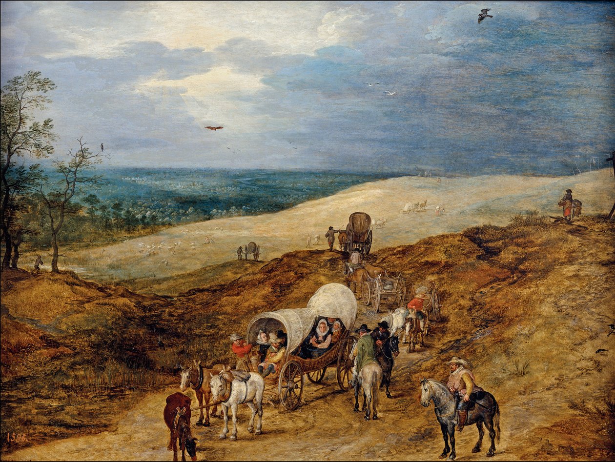 Paesaggio con carri da Jan the Elder Brueghel