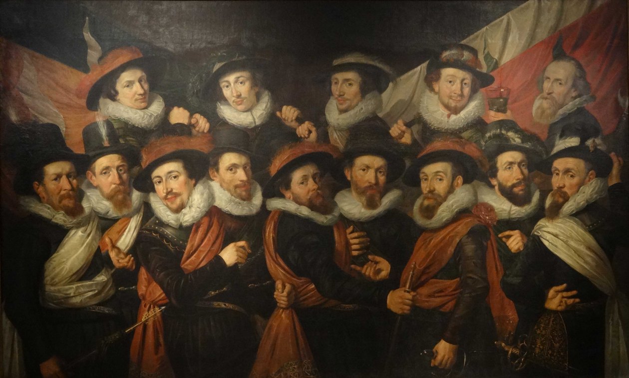 Schuttersstuk, schutterij sotto la guida del colonnello Andries Swaenswijck da Jan Damesz de Veth