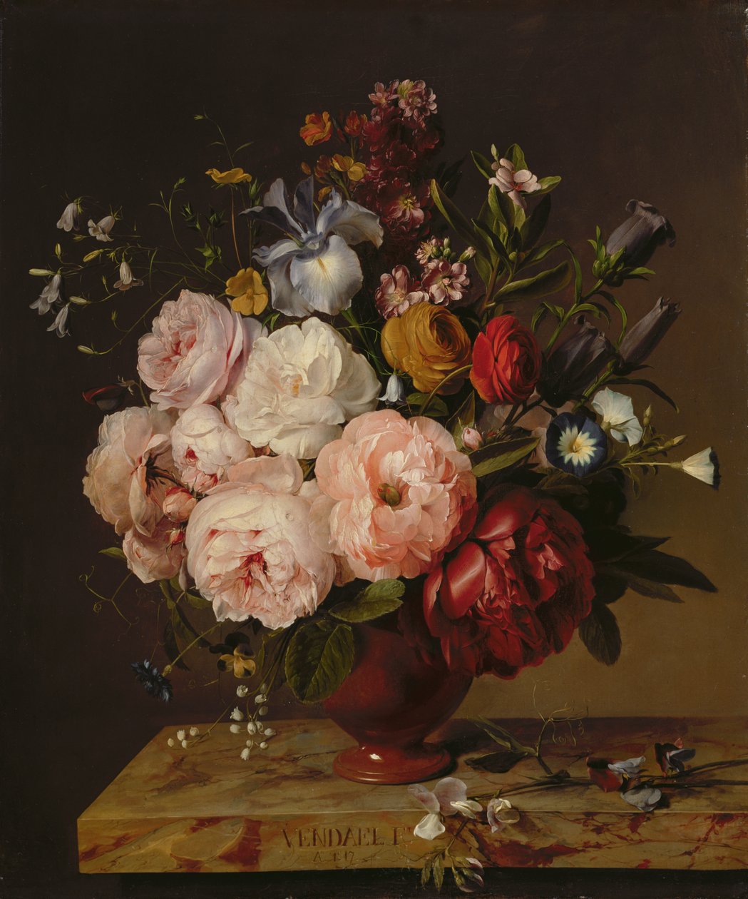 Un vaso di fiori su una mensola, 1817 da Jan Frans van Dael