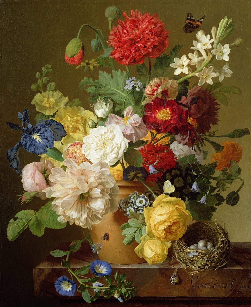 Natura morta di fiori su un ripiano di marmo, 1800-01 da Jan Frans van Dael