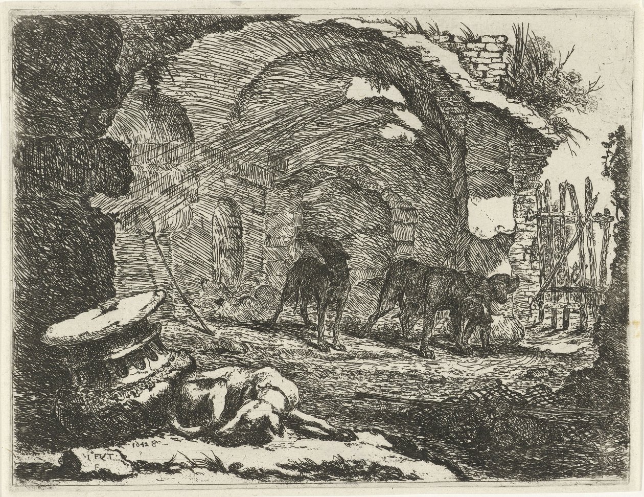 Quattro cani in una rovina da Jan Fyt