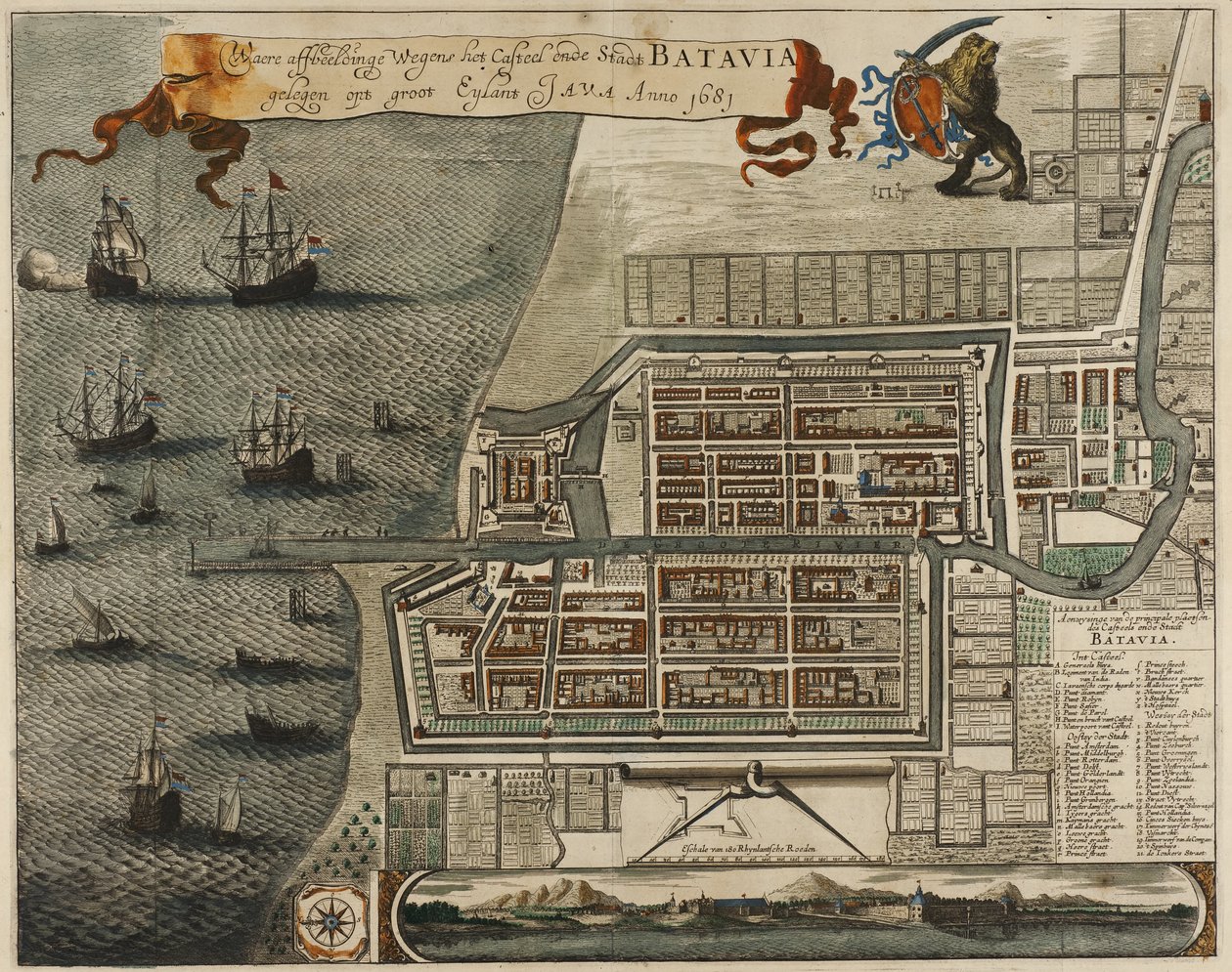 Mappa del Castello e della Città di Batavia, sull
