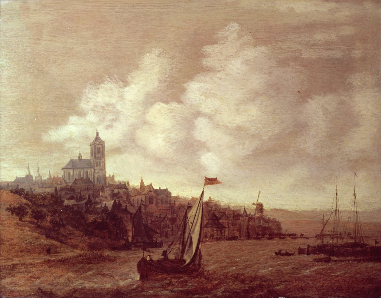 Scena di fiume e città da Jan Meerhout