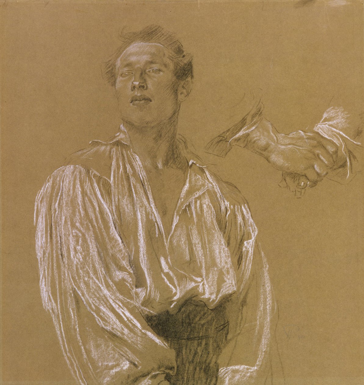 Studio di Ritratto di un Uomo in Camicia Bianca da Jan Preisler