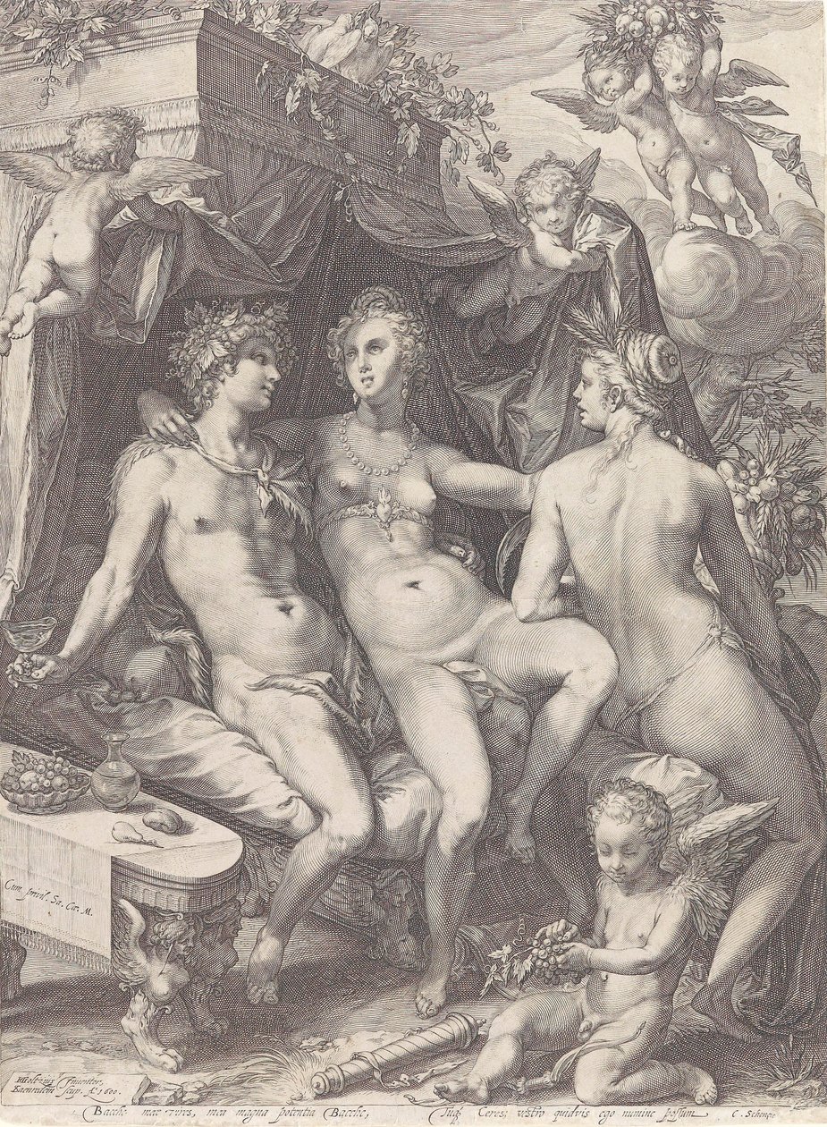 Sine Bacchus et Ceres friget Venus da Jan Saenredam