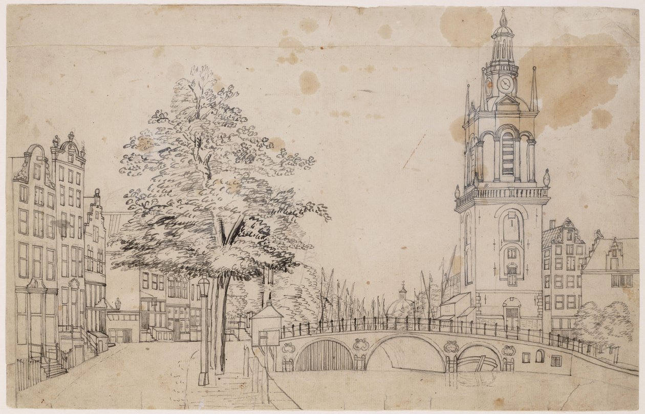 Jan Rodenpoortstoren con il Torensluis. Penna in grigio. Dimensioni sconosciute. Amsterdam, Archivio della città di Amsterdam da Jan Spaan
