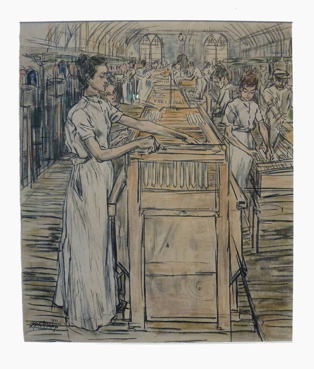 Afwerkerij 1 di 12 litografie che Toorop ha realizzato sulla fabbricazione delle candele da Jan Toorop