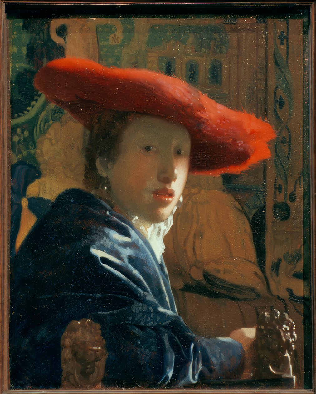 Ragazza con cappello rosso da Jan Vermeer van Delft