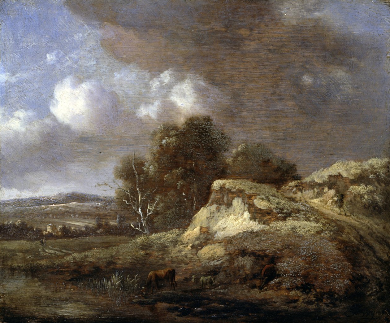 Paesaggio con mucca che beve da Jan Wijnants
