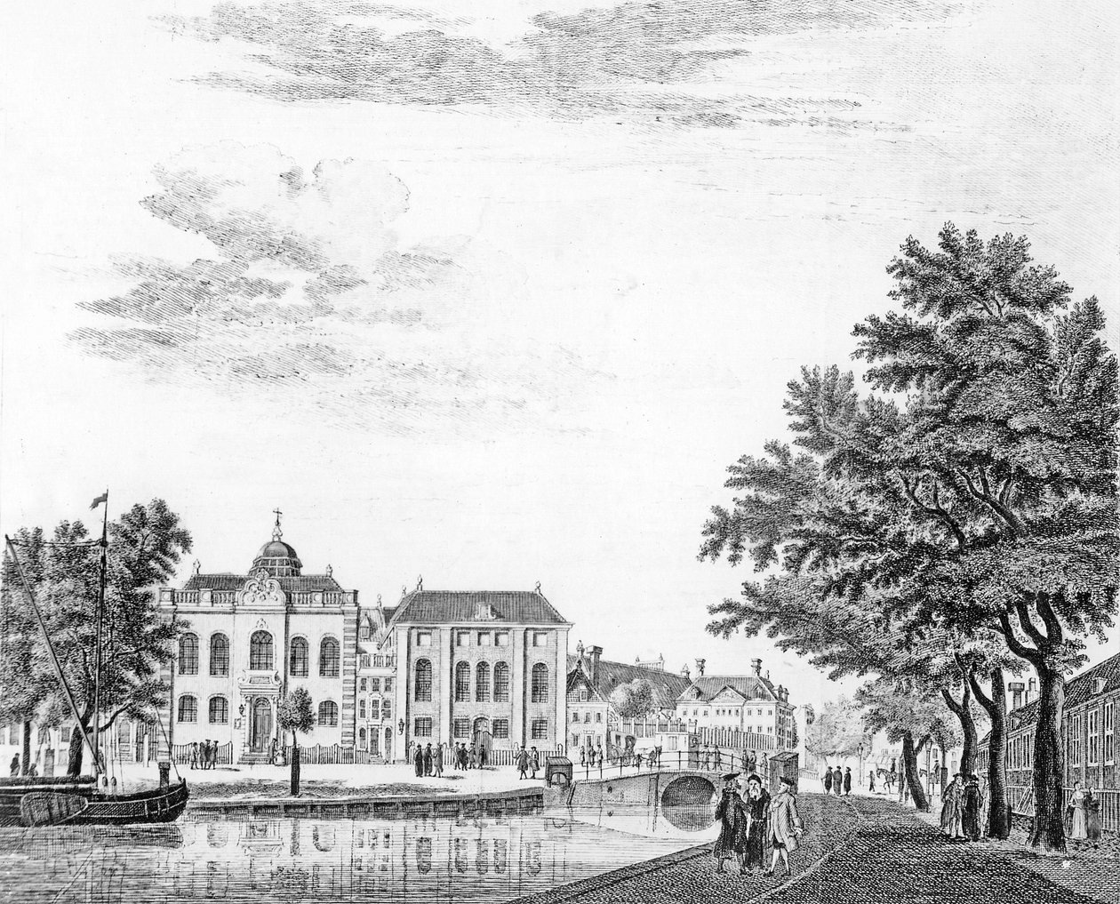 Le due grandi sinagoghe degli ebrei tedeschi ad Amsterdam, Paesi Bassi, 1765 da Jan de Beijer