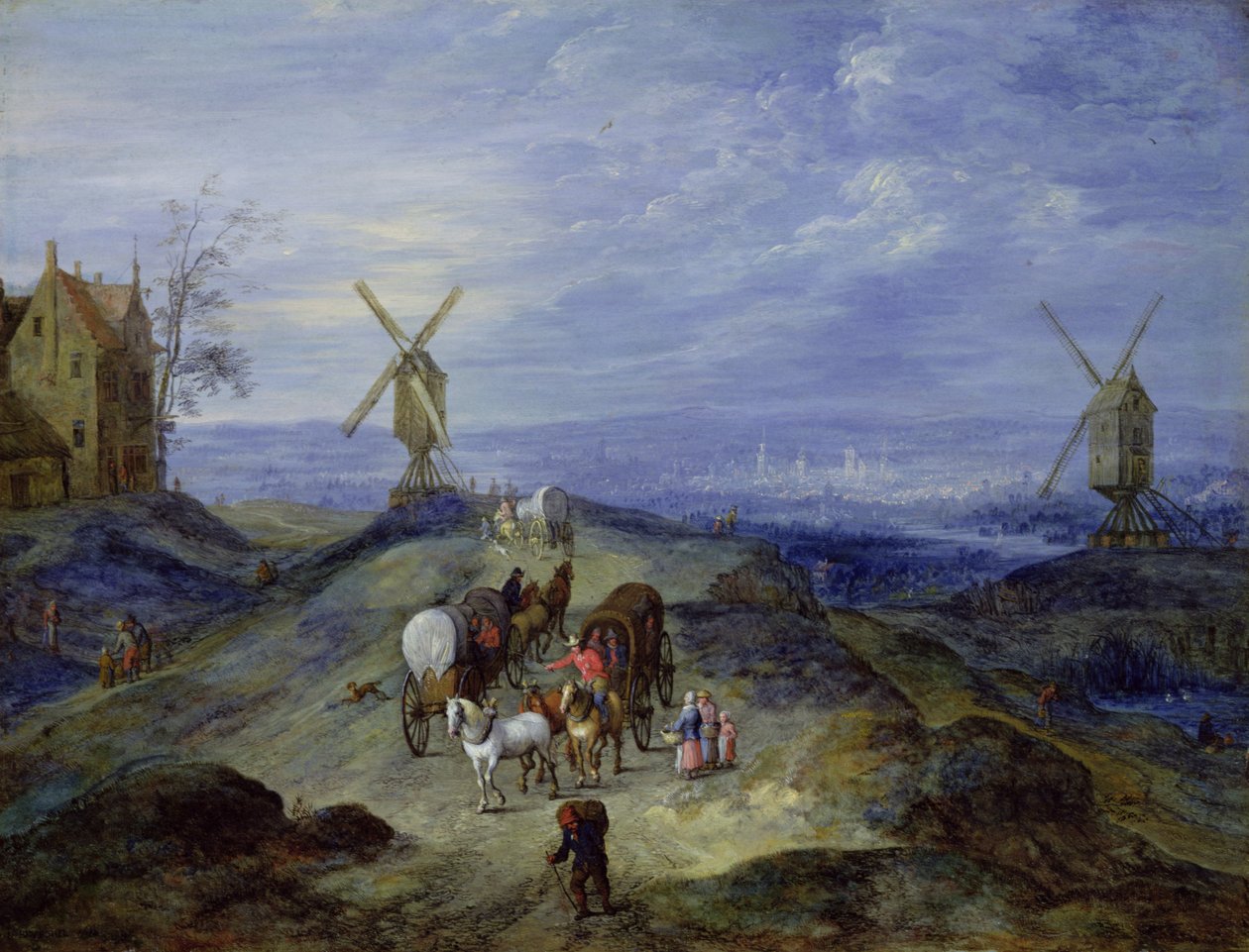 Paesaggio con Due Mulini a Vento, 1612 da Jan the Elder Brueghel
