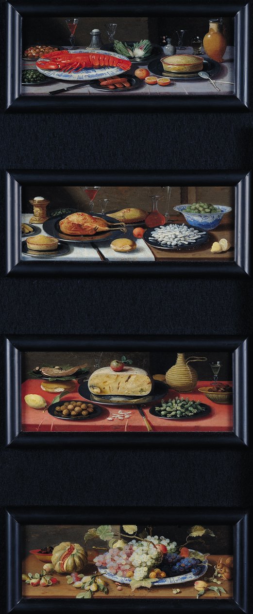 Quattro nature morte di cibo e frutta da Jan van Kessel the Elder