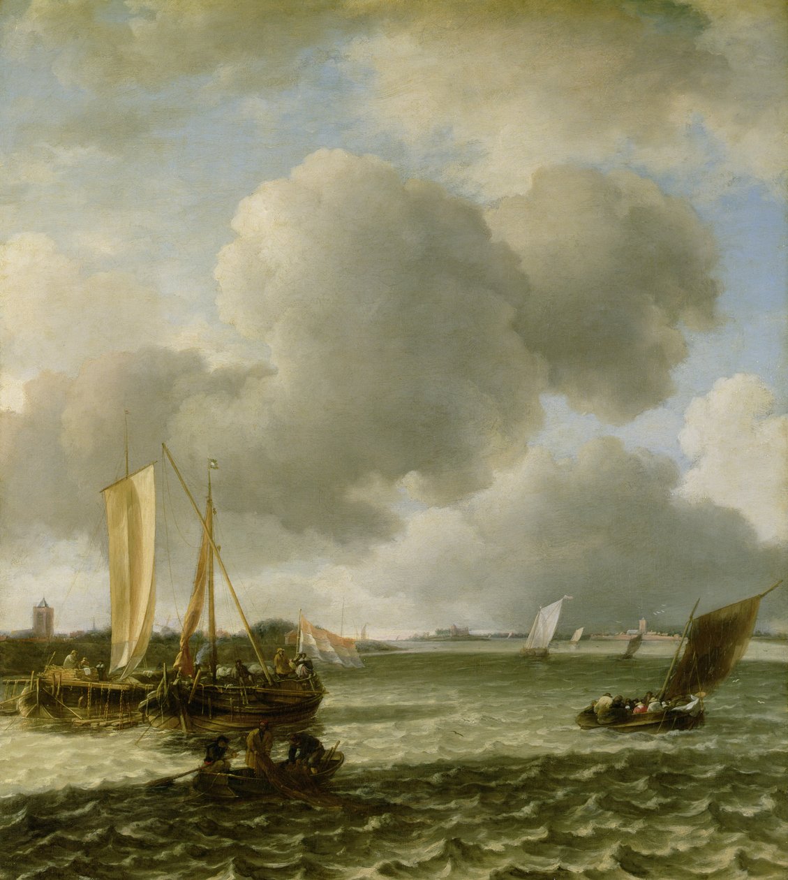 Barche sul fiume Waal, 1650s da Jan van de Capelle or Cappelle