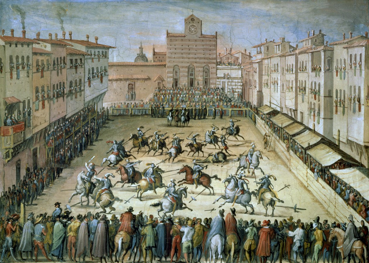 La giostra in Piazza Santa Croce, Firenze, 1555 da Jan van der Straet