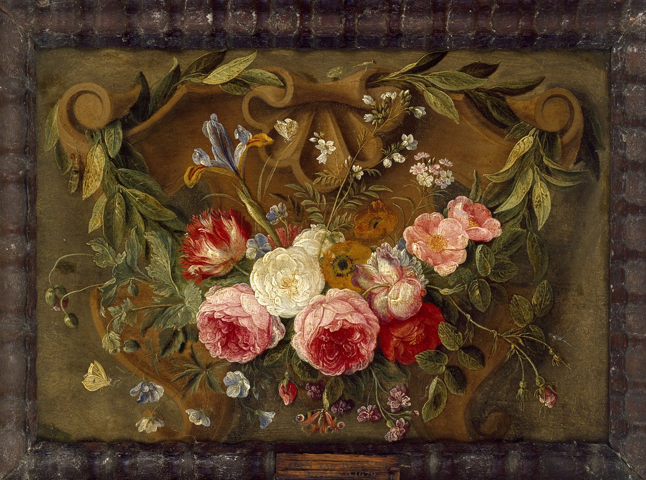 Composizione decorativa di natura morta con una ghirlanda di fiori da Jan van Kessel the Elder