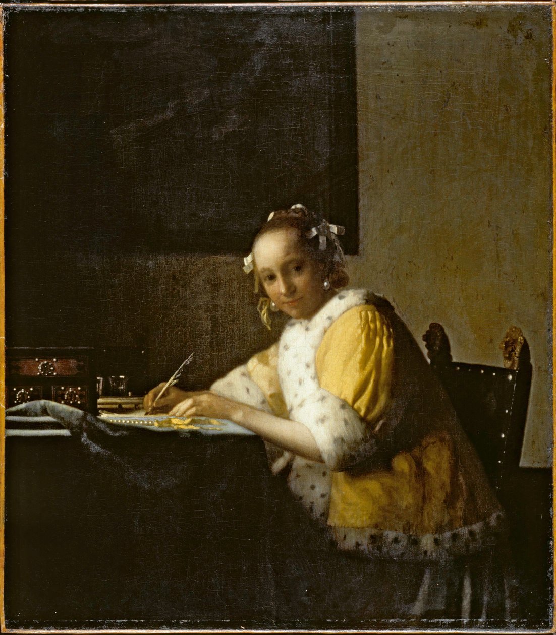 Una signora che scrive... (olio su tela) da Jan (1632-75) Vermeer