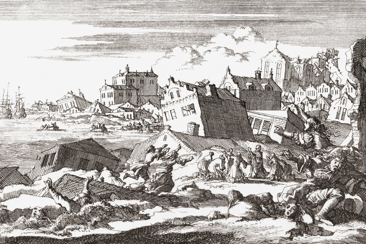 Terremoto del 1692 a Port Royal, Giamaica da Jan (after) Luyken