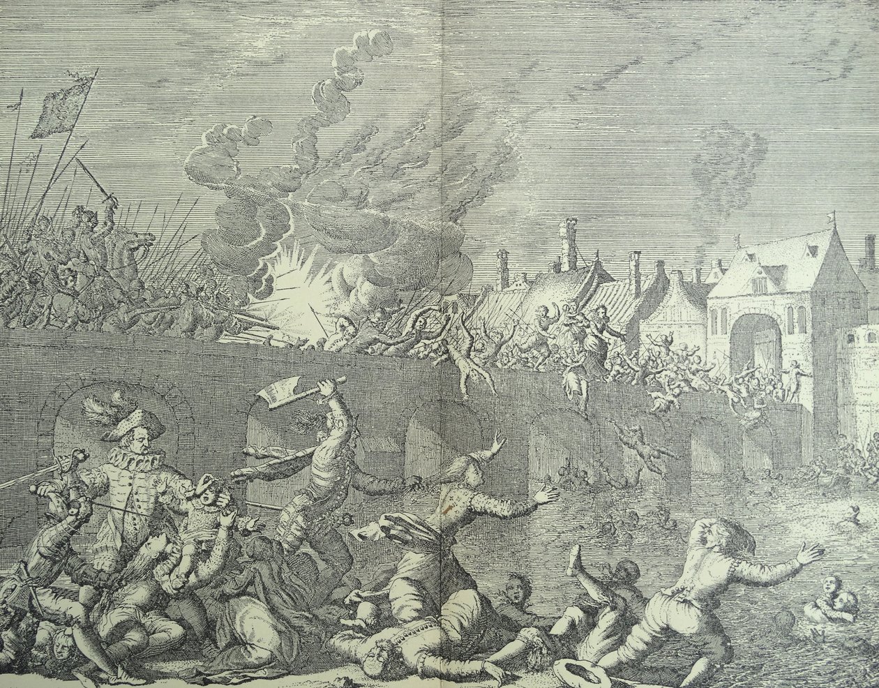 Maastricht, Paesi Bassi saccheggiata dal Principe di Parma da Jan (after) Luyken