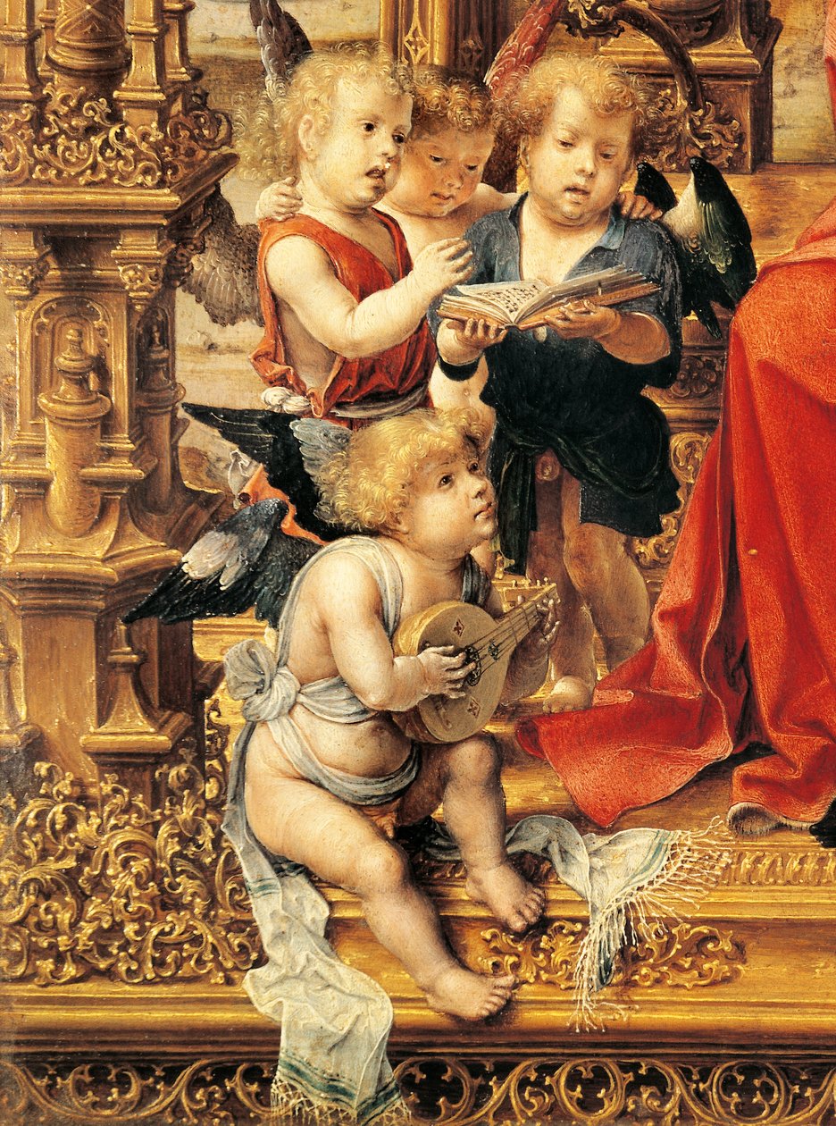 Angeli che suonano strumenti musicali (dettaglio) da Jan (c.1472 c.1533) Gossaert