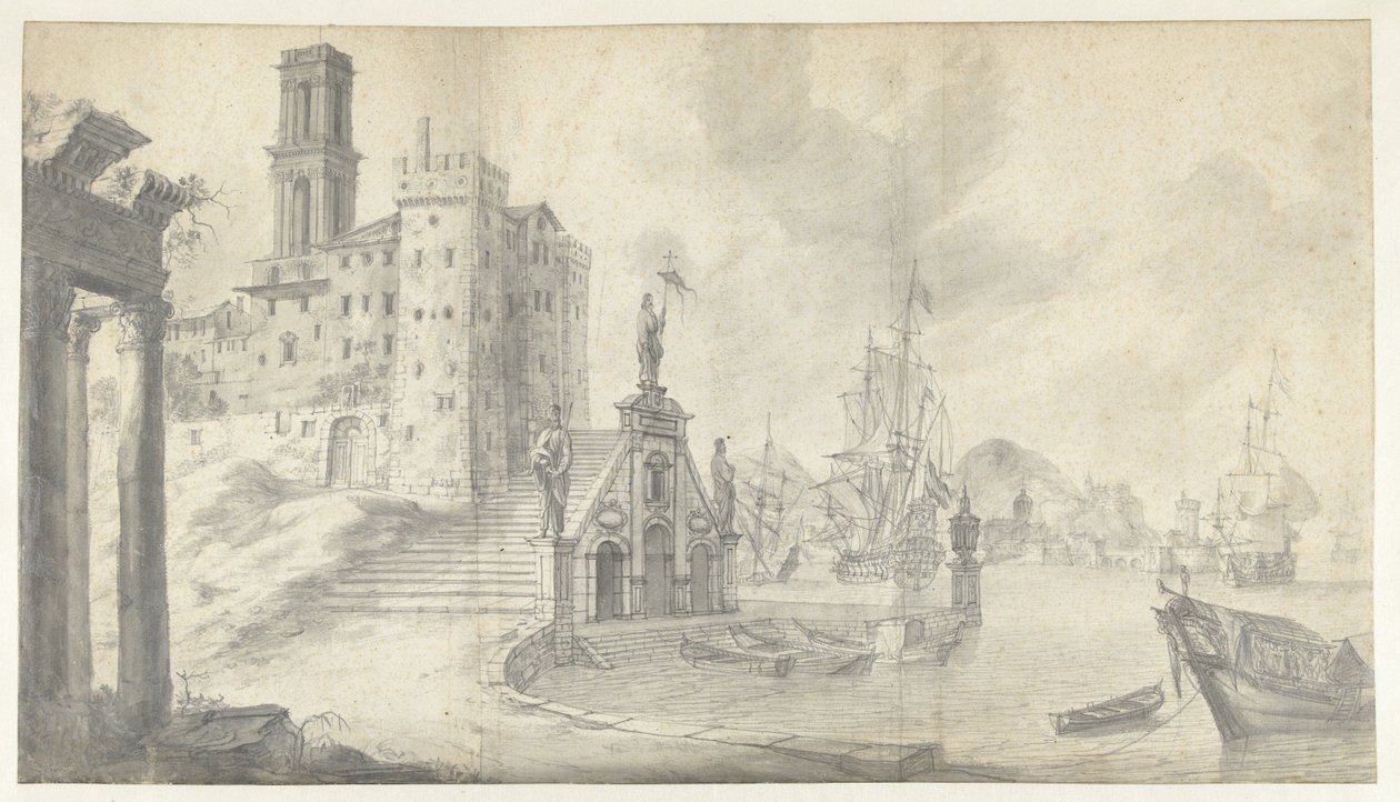 Vista del porto in una città del Mediterraneo da Jan Abrahamsz. Beerstraten