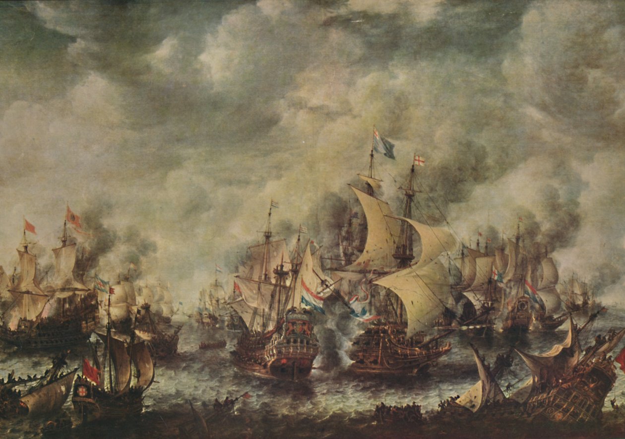 Battaglia Navale tra Inglesi e Olandesi al Largo di Ter Heyde, Agosto, 1653, 1914 da Jan Abrahamsz. Beerstraten