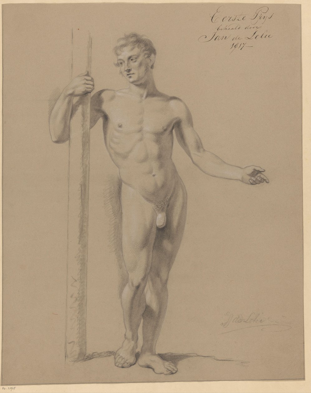 Nudo maschile in piedi, visto di fronte (1º premio 1817) da Jan Adriaan Antonie de Lelie