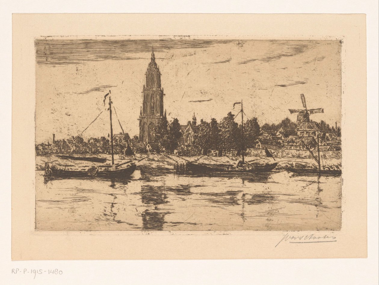 Veduta di Rhenen da Jan Antonius van Schooten (signed by artist)