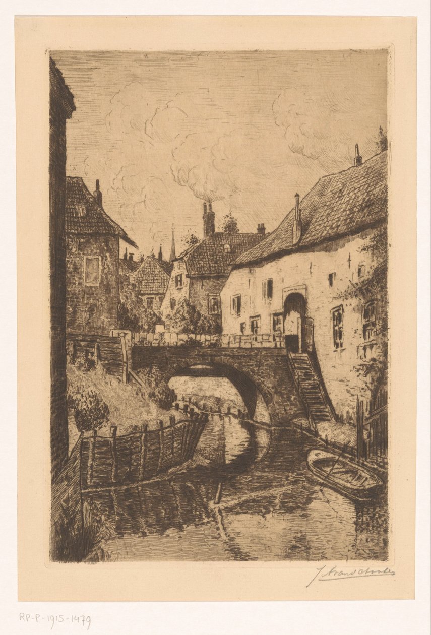Veduta di un ponte presso le Sorelle di Orthenpoort a Den Bosch da Jan Antonius van Schooten (signed by artist)