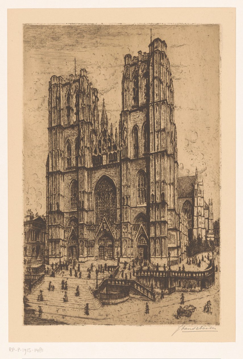 Cattedrale di San Michele e Santa Gudula a Bruxelles da Jan Antonius van Schooten (signed by artist)