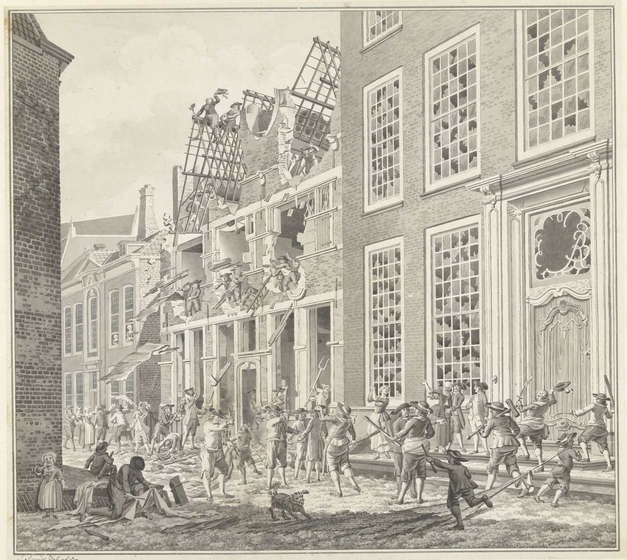 Saccheggio della casa di Lucas van Steveninck, 1787 da Jan Arends (signed by artist)