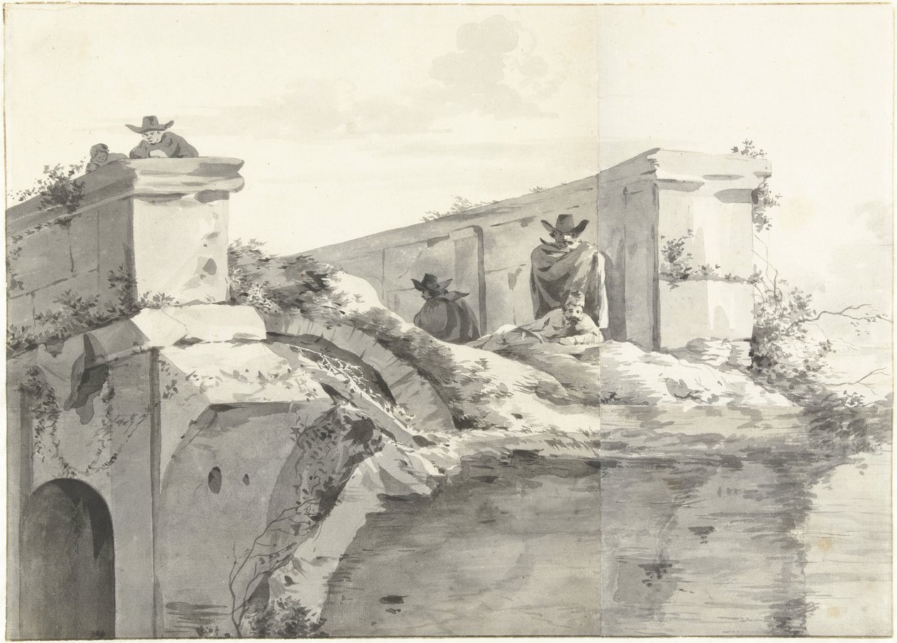 Veduta del bordo del Ponte Rotto a Roma da Jan Asselijn (copy after)