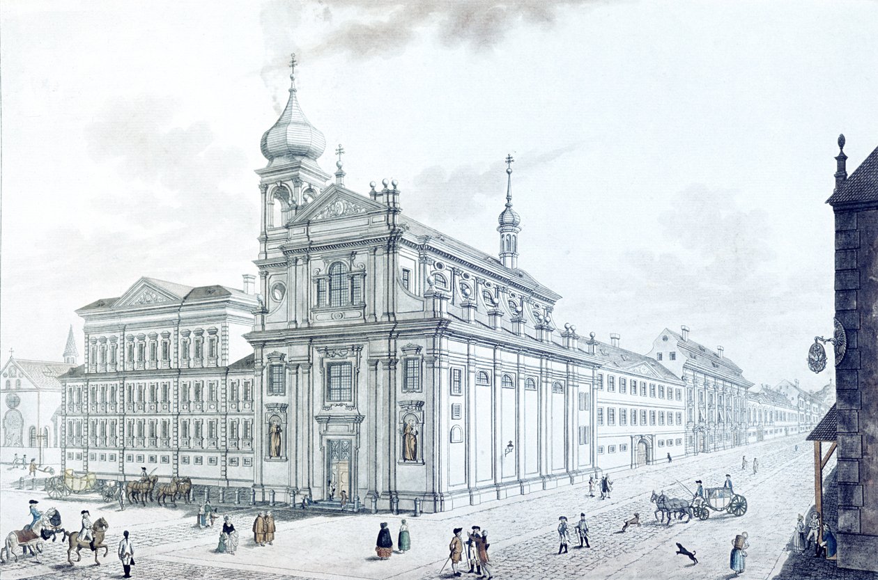 Chiesa degli Iberniani (Francescani Irlandesi) e via Hybernská, 1781 da Jan Balzer