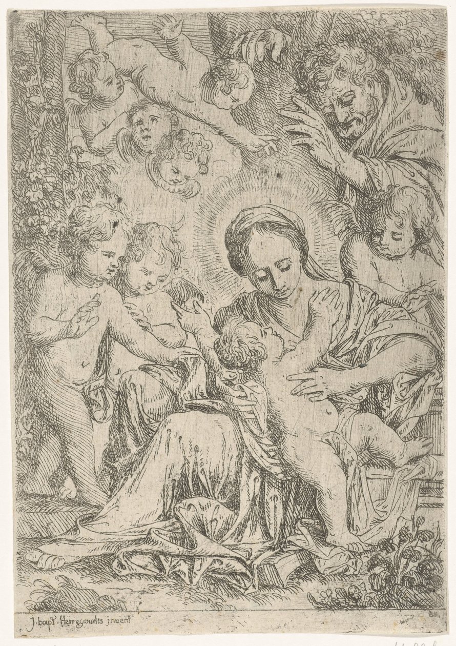 La Sacra Famiglia con angeli da Jan Baptist Herregouts