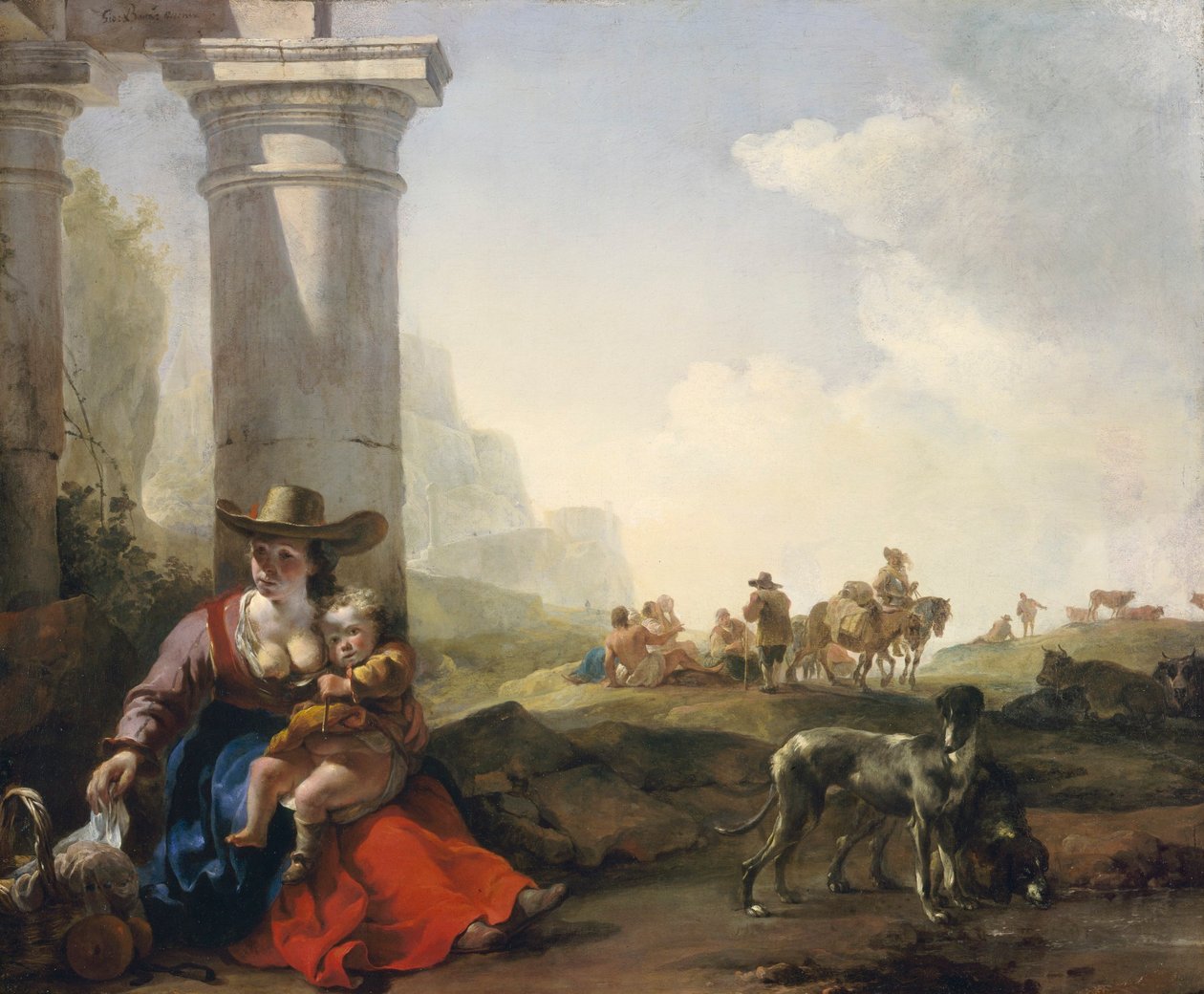Contadini italiani tra le rovine da Jan Baptist Weenix