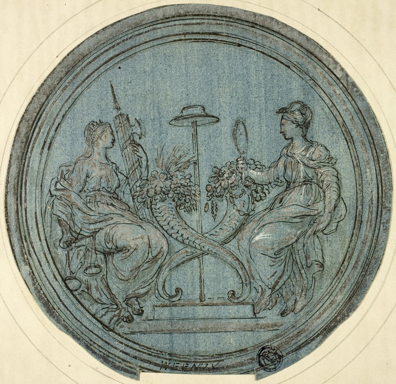 Tondo con Giustizia e Prudenza da Jan Baptist Weenix