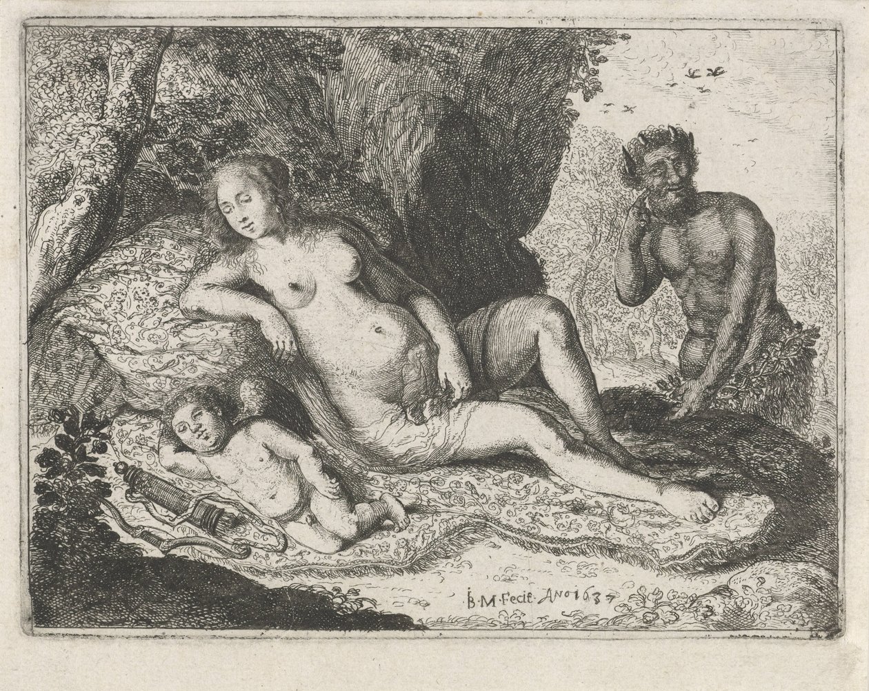 Venere dormiente spiata da un satiro da Jan Barentsz. Muyckens