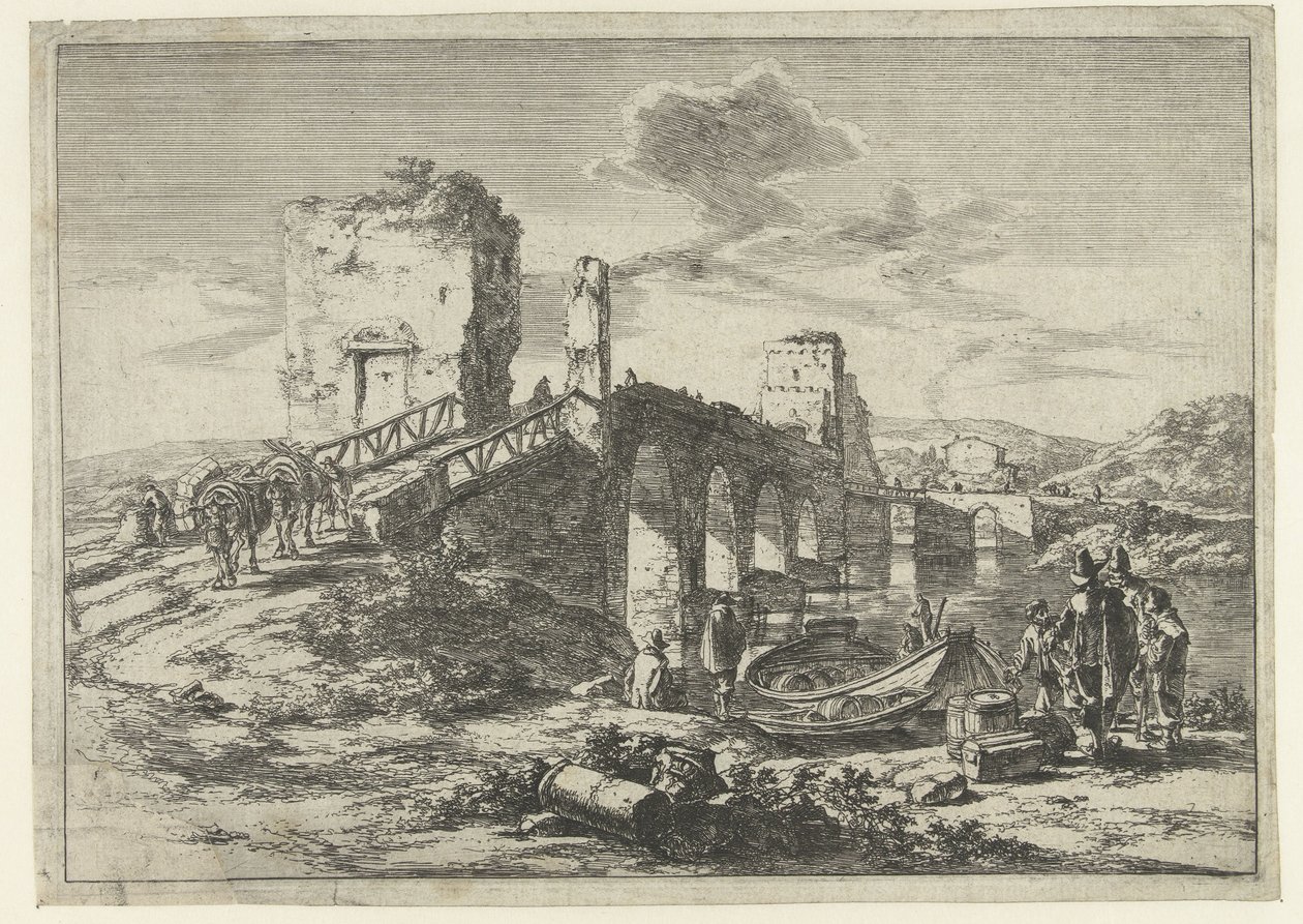 Paesaggio con ponte, il Ponte Molle (serie: Paesaggi nei dintorni di Roma) da Jan Both
