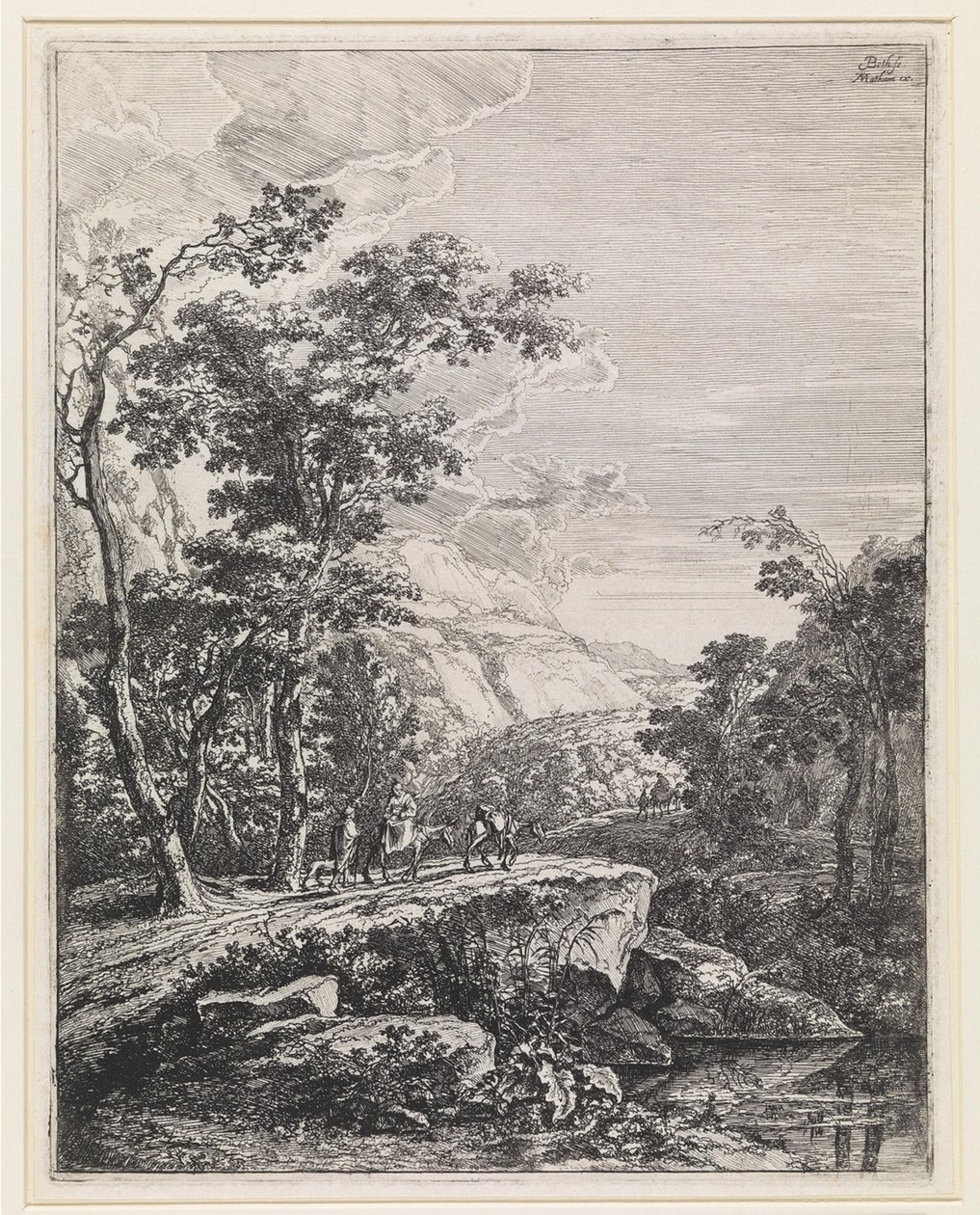Paesaggio con una donna a dorso di mulo lungo l